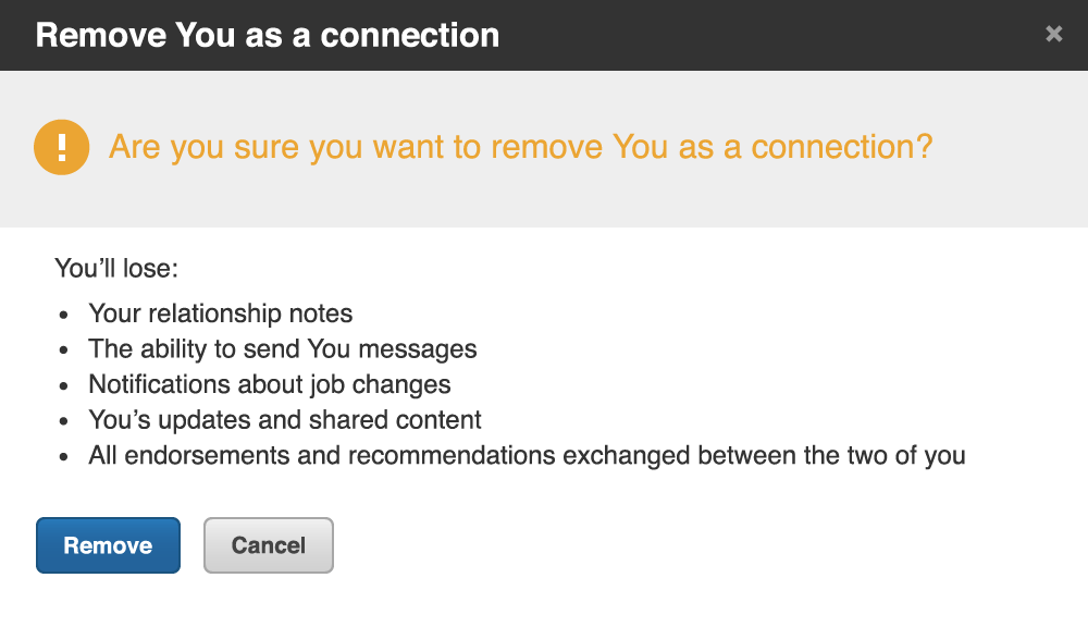 removing our relationship from linkedin